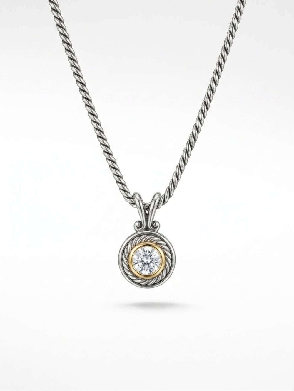 BRIGHTON CRYSTAL HEART 18" REVERSIBLE PENDANT SILVER TONE & GOLD ACCENT NECKLACE